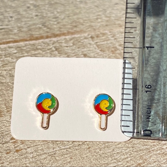3 for $15 Rainbow Lollipop Gold Stud Earrings Post - Picture 3 of 4
